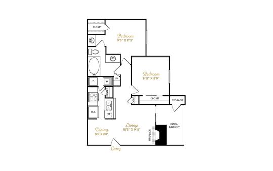 the floor plan for a two bedroom apartment at The  Durham